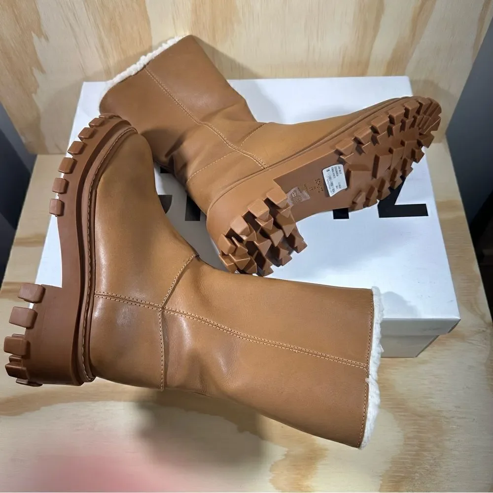 Schutz Juany Brown Platform Winter Boots Women’s Size 5 New